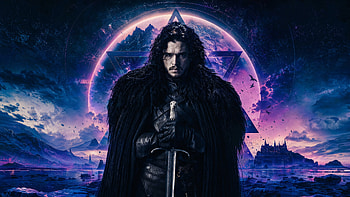 Jon Snow — | King in the North | Winter's Edge, Knight, Sword, Cloak, Moon HD wallpaper