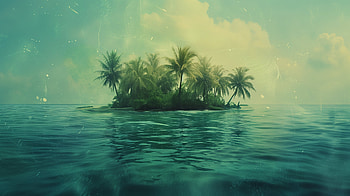 Serenity Isle: Tropical Paradise, tropical island, island, palm tree, ocean, landscape HD wallpaper