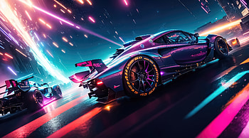 Cyberpunk Racing Cars On Track, ai, cyberpunk, cars, artist, artwork, digital-art, deviantart HD wallpaper