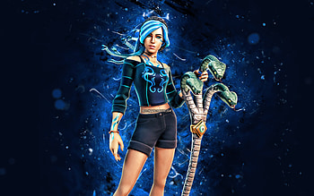 Sidewinder Lyra, , blue neon lights, Fortnite Battle Royale, Fortnite characters, Sidewinder Lyra Skin, Fortnite, Sidewinder Lyra Fortnite HD wallpaper