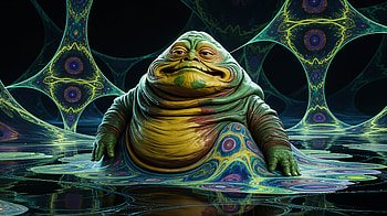 Jabba the Hutt Ultra – Vivid Sci-Fi Fantasy Scene, Jabba the Hutt, Star Wars, alien creature, sci-fi character HD wallpaper