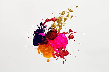Colorful abstract paint splash on white background, capturing creative expression. HD wallpaper