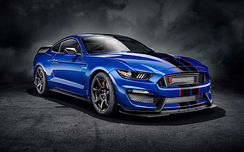 Ford Mustang, front view, blue sports coupe, Ford Mustang tuning, blue Ford Mustang, american sports cars, Ford HD wallpaper