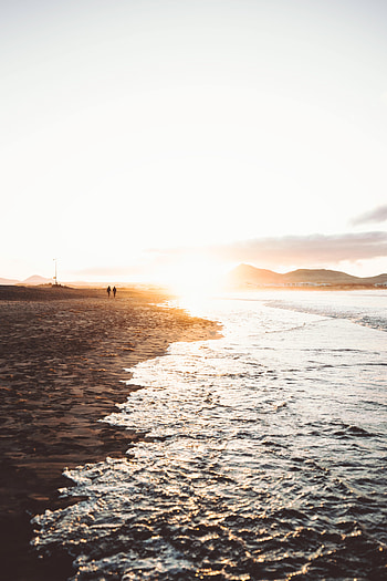 Nature, Sunset, Beach, Coast, Tide, High Tide HD phone wallpaper