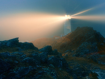 Nature, Night, Rocks, Shine, Light, Lighthouse, Creepy HD wallpaper