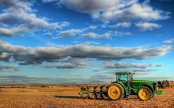 Nature, Clouds, Field, Tractor, Agriculture, Plowing HD wallpaper