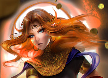 Princess, fantasy, art, portrait, aria ighaan, face, redhead HD wallpaper