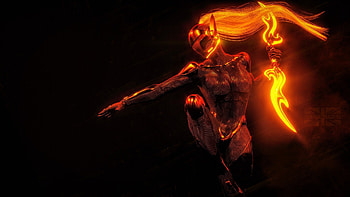 Futuristic Fire Warrior, Futuristic, Fire, Warrior, Art HD wallpaper