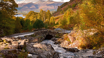 Ashness Bridge, Cumbria, Rocks, Bridge, Trees, Cumbria, Peak, Great Britain, Mountains, United Kingdom, Hill, Stream, Sun, River, Fall, Water, Autumn, Sunshine, England, Colours, Peaks, Ashness HD wallpaper