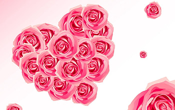 Flowers, Roses, Pink, Vector, Heart HD wallpaper