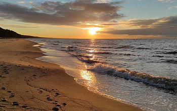 Sunset in Latvia, Latvia, sea, sunset, beach HD wallpaper
