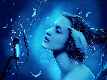 Symphony of moonlight, blue, lady, moonlight, fantasy, fantasy girl, symphony, woman HD wallpaper