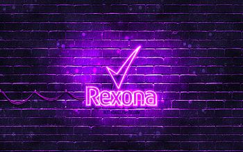 Rexona violet logo, , violet brickwall, Rexona logo, brands, Rexona neon logo, Rexona HD wallpaper