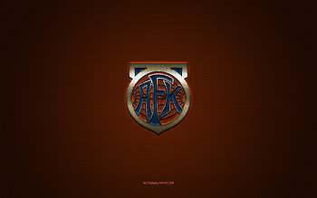 Aalesunds FK, Norwegian football club, blue logo, orange carbon fiber background, Eliteserien, football, Alesund, Norway, Aalesunds FK logo HD wallpaper
