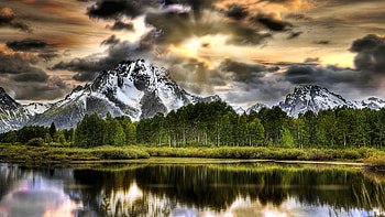 Landscape, Rivers, Trees, Mountains HD wallpaper