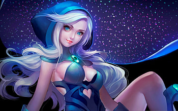 Crystal Maiden, blue, white, frumusete, girl, fantasy, dota, game, luminos HD wallpaper