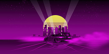 Retrowave City With Ferrari , retrowave, ferrari, artist, artwork, digital-art, deviantart HD wallpaper