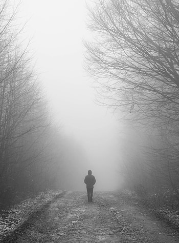 Miscellanea, Miscellaneous, Fog, Darkness, Bw, Chb, Human, Person, Loneliness HD phone wallpaper