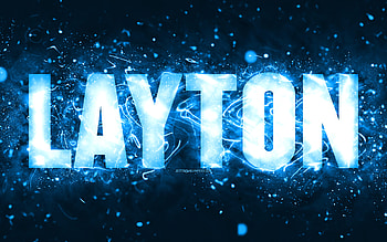 Happy Birtay Layton, , blue neon lights, Layton name, creative, Layton Happy Birtay, Layton Birtay, popular american male names, with Layton name, Layton HD wallpaper