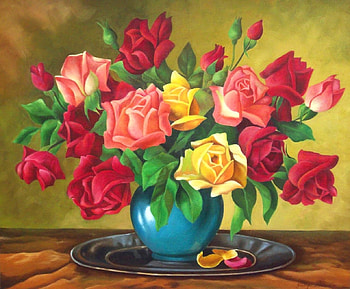 Still life, rose, pot, flower HD wallpaper