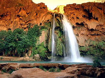 Landscape, Mountains, Waterfalls HD wallpaper