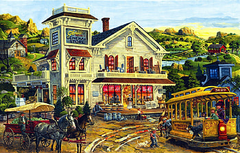 old time, retro, strassenbahn, vintage, house HD wallpaper