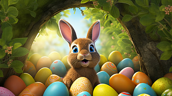 Easter Bunny - Colorful Eggs Delight, Easter, bunny, easter bunny, rabbit, colorful eggs HD wallpaper