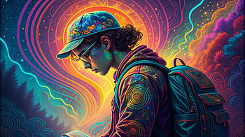 Vibrant Student: A Journey of Discovery, Student, Artist, Digital Art, neon colors, surreal HD wallpaper
