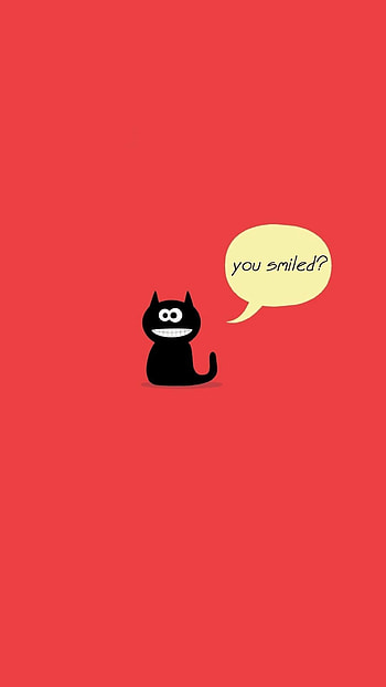 Black-Cute-Smile-Cat-Tap-to-see-more- HD phone wallpaper