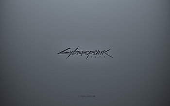 Cyberpunk 2077 logo, gray creative background, Cyberpunk 2077 emblem, gray paper texture, Cyberpunk 2077, gray background, Cyberpunk 2077 3d logo HD wallpaper