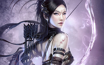 Female archer cg , face, girl, beautiful HD wallpaper