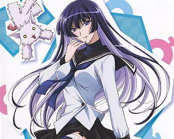 kampfer, colegiala, anime girl, peluche, fondo sencillo HD wallpaper