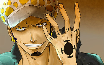 Trafalgar Law, Grunge art, One Piece artwork, background HD wallpaper