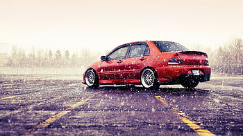Mitsubishi Lancer Evolution IX, IX, rain, car, Evo, Evo 9, Mitsubishi Lancer, Lancer, auto, tuner, Evolution, Mitsubishi HD wallpaper