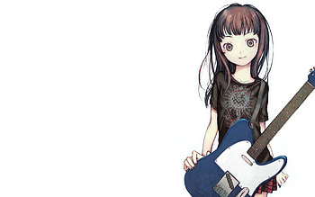 Anime, Guitar, Girl, Pretty, Brunette HD wallpaper