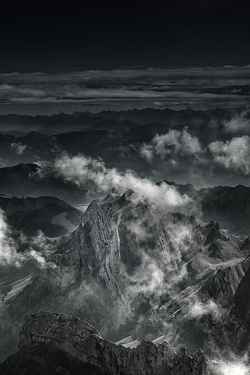 Nature, Clouds, Mountain, Vertex, Top, Fog, Gloomy HD phone wallpaper