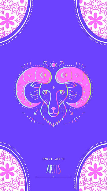 Aries astrological sign, Zodiac symbol, Illustration, Flat style HD phone wallpaper