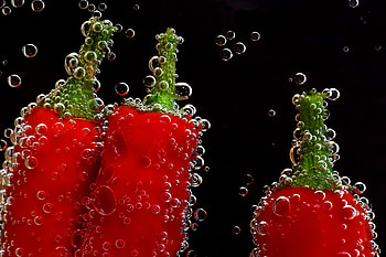 Bubbles, Pepper, Drops, Macro, Close-Up, Paprika HD wallpaper