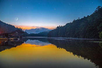 Moon Lake Forest Sky Full Moon , moon, lake, forest, sky, moon, nature HD wallpaper