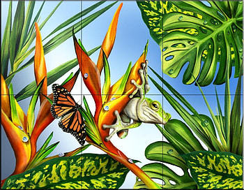 frog murals, butterflt, frog, tiles HD wallpaper