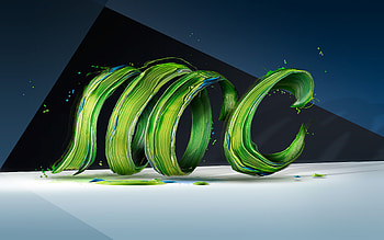 Green paint, color waves, abstract HD wallpaper