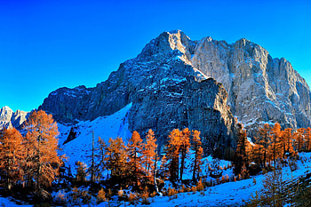 *** Slovenia-Kranjska Gora ***, trees, autumn, sky, nature, mountains, mountain HD wallpaper