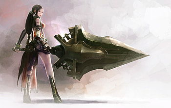 Huge Sword, huge, girl, anime, sword HD wallpaper