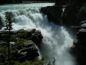 Hugh Waterfall, water, rock, tree, fall HD wallpaper