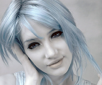 Redhead on a Blue Day, blue, girl, fantasy, beauty HD wallpaper