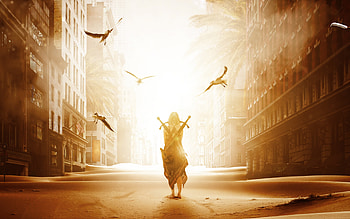 New York, city, warrior, fantasy, art HD wallpaper