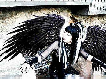 Gothic Angel Girl, makeup, gothic, black, angel, girl, dark HD wallpaper