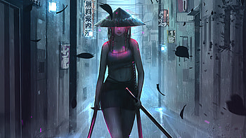 Samurai Girl , samurai, warrior, artist, artwork, deviantart HD wallpaper