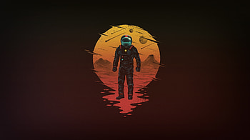 Minimal, astronaut, moon, art HD wallpaper