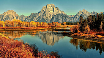 Fall in the Teton, Mountains, Autumn, Grand Teton National Park, River HD wallpaper